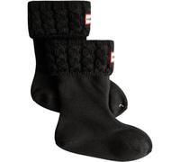Hunter Kids Recycled 6 Stitch Cable Boot Sock Black Fabric Socks, Black (Black), 32-34