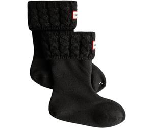 Hunter Kids Recycled 6 Stitch Cable Boot Sock Black Textile 3-5 UK