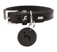 HUNTER Collar Larvik, 55 Soft genuine cow leather, black/black