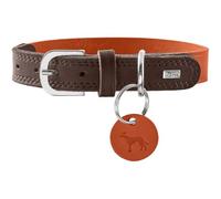 HUNTER Lemvig Dog Collar, Colour: Orange/Dark Brown, Leather, Resilient and Durable, Pleasantly Soft, Comfortable, Elegant and Trendy, Made in Germany, Size: 40