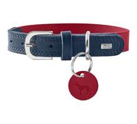 HUNTER Lemvig Dog Collar Colour: Red/Dark Blue, Leather, Resilient and Durable, Pleasantly Soft, Comfortable, Elegant & Trendy, Made in Germany, Size: 45