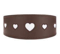 HUNTER Love Greyhound Collar | Soft cowhide leather, sewn-in hearts, wide shape, padded, made in Germany, colour: brown/black, size: 52