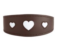 HUNTER Love Greyhound Collar | Soft cowhide leather, sewn-in hearts, wide shape, padded, made in Germany, colour: brown/black, size: 37