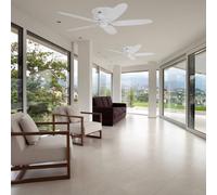 HUNTER FAN Ceiling Fan Low Profile 132 cm Indoor, and Pull Chain, White, 4 Reversible Blades White and Maple Ideal for Summer or Winter, Model 24377