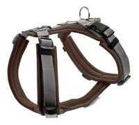 HUNTER Maldon UP Dog Harness | Nylon, highly reflective thanks to 3M Scotchlite, 4-way adjustable, colour: brown/grey, size: XS-S