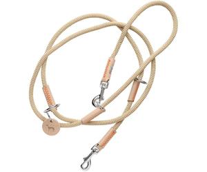 HUNTER Malia Adjustable Dog Lead Beige/Natural Smooth Rope and Robust Leather Adjustable to 3 Positions Lightweight Durable Modern Look Made in Germany Size: 8/200