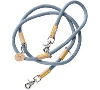 HUNTER Malia Adjustable Dog Lead Colour: Dove Blue/Natural, Smooth Rope and Robust Leather, Adjustable to 3 Positions, Lightweight, Durable, Modern
