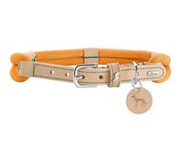 HUNTER Malia Dog Collar Colour: Apricot/Natural, Made of Soft Rope and Robust Leather, Lightweight, Durable, Modern & Elegant Look, Fresh Colours, Made in Germany, Size: 60