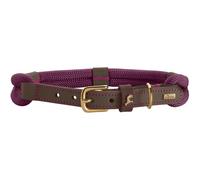 HUNTER Malia Dog Collar Colour: Blackberry/Dark Brown, Made of Soft Rope and Robust Leather, Lightweight, Durable, Modern & Elegant Look, Fresh Colours, Made in Germany, Size: 60