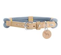 HUNTER Malia Dog Collar Colour: Dove Blue/Natural, Made of Soft Rope and Robust Leather, Lightweight, Durable, Modern & Elegant Look, Fresh Colours, Made in Germany, Size: 65