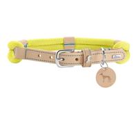 HUNTER Malia Dog Collar, Colour: Lime/Natural, Made of Soft Rope and Robust Leather, Lightweight, Durable, Modern & Elegant Look, Fresh Colours, Made in Germany, Size: 50