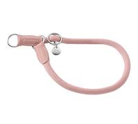 Hunter Malibu Dressage Collar Made of Rope with Polyamide Core, Infinitely Adjustable Training Collar with Stop Ring and Faux Leather Caps for Everyday Use and Training, Colour Pale Pink, Size 55