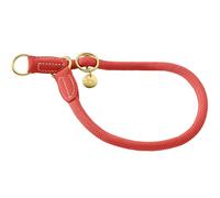 Hunter Malibu Dressage Collar Made of Rope with Polyamide Core, Infinitely Adjustable Training Collar with Stop Ring and Faux Leather Caps for Everyday Use and Training, Coral, Size 50