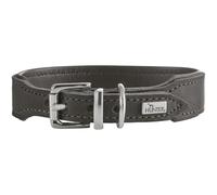 HUNTER Malta Dog Collar, Colour: Stone Grey, Made of Oiled Soft Cowhide Leather, Soft Lined, Durable, Brilliant Colours, Handmade, Made in Germany, Size: 47