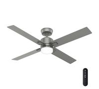 Hunter Mila Ceiling Fan, Express Installation, Matte Silver Indoor Ceiling Fan with LED Light Kit and Handheld Remote, Summer/Winter Operation, Model 53210 132 cm / 52 Inch