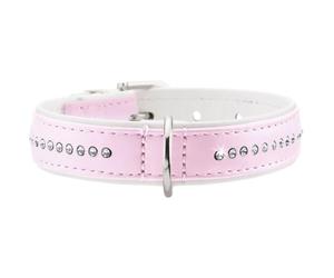 Hunter Modern Art Luxus Nickel Faux Leather Collar, 20/23.5 cm, Light Pink/White