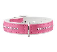 Hunter Modern Art Luxus Nickel Faux Leather Collar, 24/28.5 cm, Pink/White