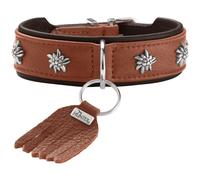 HUNTER Munich Dog Collar Colour: Cognac/Black, Leather, Elegant Costume Details, Soft and Robust, Fur Friendly, Luxurious, Ecologically Produced,