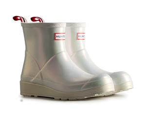 Hunter Nebula Play Rubber Womens Silver Wellington Boots - Size UK 8