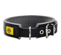 Hunter Neoprene Reflect BVB Dog Collar, Nylon, Neoprene Padded, Reflective, 55 (M-L), Black/Yellow