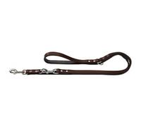 HUNTER Nickel-Plated Split-Leather Basic Training Lead Rope, 13 x 200 cm, Medium, Brown/Nappa Black