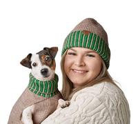 HUNTER Odense Dog Jumper, Soft & Elastic, High Collar, Partner Look with Hat, Washable, Colour: Beige/Green, Size: 45