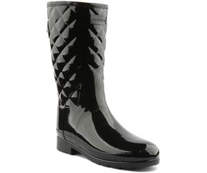 Hunter Original Refined Gloss Womens Quilted Welly Boots In Black Size UK 3 - 8