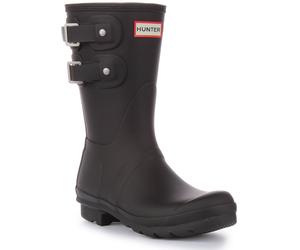 Hunter Original Short Multi Buckle Rubber Womens Boots Black UK 3 - 8