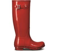 Hunter Original Tall Gloss Wellington Boots Military Red Waterproof, Textile l