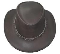 Hunter Outdoor Ned Kelly Real Leather Braided Traveller Hat Brown Cowboy Style XL
