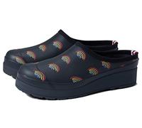 Hunter Play Mini Rainbow Print Clogs for Women - Printed Rubber Upper with Cushioned Insole, Slip-On Style, and Round Toe Design, Mini Rainbow Print, 6 UK