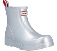 (, ) Hunter Play Short Boot Metallic Rubber Women's Silver Wellington Boots