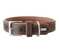 HUNTER PORTO Dog Collar Leather Sustainable 45 (S), Dark Brown/Cognac
