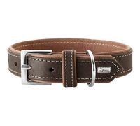HUNTER Porto Premium Leather Dog Collar Vegetable, Environmentally Friendly, Sustainable, 60 (M-L), Dark Brown/Cognac