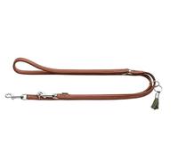 Hunter Portofino Adjustable Dog Lead Made of Premium Leather, 3-Way Adjustable, Soft and Supple, Suitable for Hanging, Made in Germany, Colour: Cognac/Olive, Size: 15/200