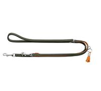Hunter Portofino Adjustable Dog Lead Made of Premium Leather, 3-Way Adjustable, Soft and Supple, Suitable for Hanging, Made in Germany, Colour: Olive/Orange, Size: 20/200