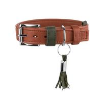 Hunter Portofino Dog Collar Made of Premium Leather, Extra Soft Padded and Gentle on Fur, with Folded Edges, Elegant Feel, Made in Germany, Colour: Cognac/Olive, Size: 60