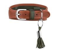 Hunter Portofino Greyhound Collar Made of Premium Leather - Anatomically Shaped & Extra Soft Padded, Gentle on Fur, Made in Germany, Colour: Cognac/Olive, Size: 55