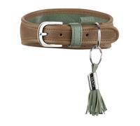 Hunter Portofino Greyhound Collar Made of Premium Leather - Anatomically Shaped & Extra Soft Padded, Gentle on Fur, Made in Germany, Colour: Taupe/Turquoise, Size: 50