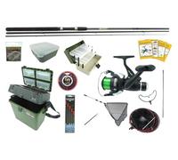 Hunter Pro 10 ft Carbon Coarse Fishing Kit: 3 Piece Match Rod and HP40R Reel with Tough Box Seat Box and 100+ Piece Tackle Set