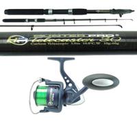 Hunter Pro 10 ft Carbon Telescopic Spinning Kit: Full-Reach Travel Rod, HP60S Saltwater-Ready Reel & Pre-Spooled 15 lb Line