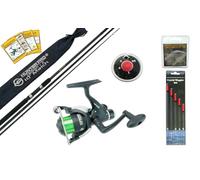 Hunter Pro 10ft Carbon-X Coarse Fishing Starter Kit | 3-Piece 220g Carbon Rod, Matt Black Finish, HP40R Rear Drag Reel with 6lb Line, Hooks, Waggler Floats, Split Shot Box