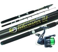Hunter Pro 7 ft Carbon Telescopic Spinning Kit: Compact Travel Rod, HP60S Saltwater-Ready Reel & Pre-Spooled 15 lb Line