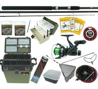 Hunter Pro Complete Beginners Coarse Fishing Kit - 10ft Carbon Match Rod & HP40R Reel with 6lb Line - Includes Roddarch Seat Box, Tackle Box, Landing Net, Keep Net, Floats, Hooks & Weights