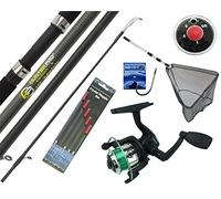 HUNTER PRO COMPLETE STARTER BEGINNER FISHING KIT SET & 10' ROD REEL FLOATS HOOKS SHOT & NET