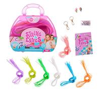 Hunter Products HUN2546 Stringalings Braiding Accessory Kit Carry case with 80 Strings BFF Charms Keychain and Letter Beads Arts and Crafts Toys, Pink
