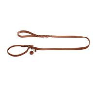 HUNTER Solid Education Retriever Lead, Colour: Cognac, Hand-Braided Lead with Integrated Collar, Special Slider and Pull Stop Made of Robust Cowhide Leather, Size 18/170