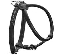 HUNTER Round & Soft Canadian UP Dog Harness, Colour: Black, Soft, Supple Leather, Round-Stitted, Skin-Friendly, Sustainable, Made in Germany, Size: XXS-XS