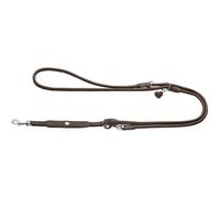 HUNTER Round & Soft Love Adjustable Dog Lead Brown Soft Nappa Leather Round 3-Way Adjustment Sewn-in Heart Handmade Made in Germany Size: 6/200