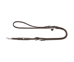 Hunter Round & Soft Love Adjustable Dog Lead Brown Soft Nappa Leather Round 3-Way Adjustment Sewn-in Heart Handmade Made in Germany Size: 6/200